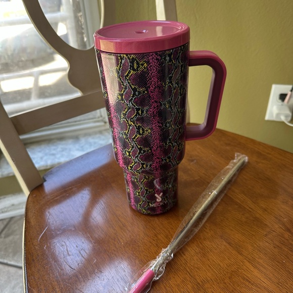 Pink and Green Snakeskin Print 40oz Tumbler - Picture 1 of 6